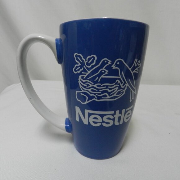 Nestle Tall Large Mug Cup latte Ceramic Vintage July 2011 blue white 16 oz - Picture 7 of 12